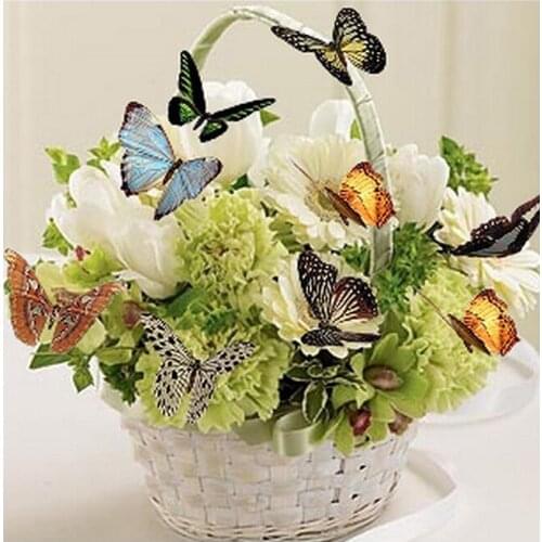 Diy 5D Diamond Painting all sticks Diamond Beautiful Flower Basket Butterfly Mosaic Flower Living Room Home Decoration, Gift