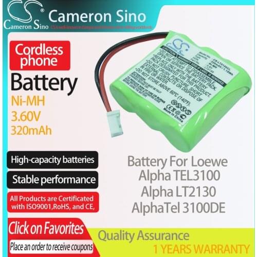 CameronSino Battery for Loewe Alpha TEL3100 Alpha LT2130 AlphaTel 3100DE fits MBO Dialon F10 Cordless phone Battery 320mAh 3.60V