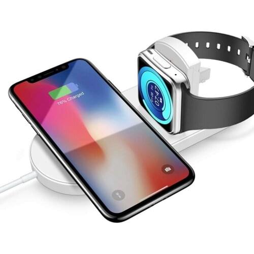 QI Wireless Charger Stand Charging Pad for Apple Watch 1 2 3 4 for IPhone X XS MAX XR 8 Plus Samsung S8 S9 S10 2in1 Dock Station