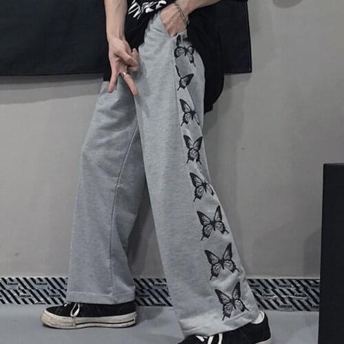 Retro Hip-hop Pants Harajuku Womens Loose Daily Streetwear Autumn Pants Women Printed Leisure Chic Unisex Couples Trousers