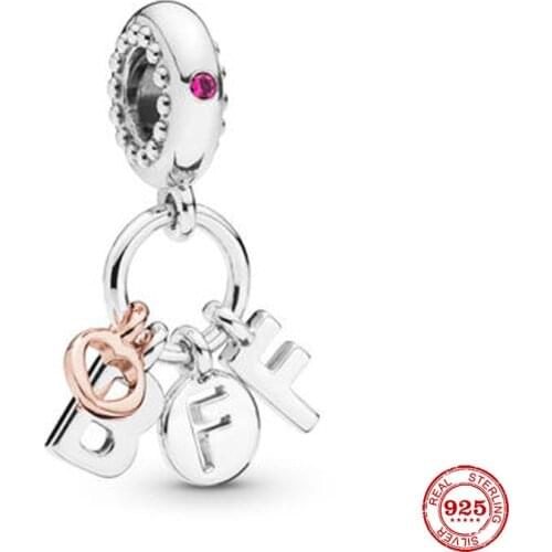 New Original Silver Color I Love BFF Dangle Bead Charm Fit European Pandora Charms Bracelet Bangles Diy Jewelry P029