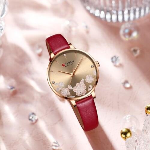 2020 CURREN Fashion Casual Woman Watch Luxury Elegant Ladies Quartz Wristwatches With Leather Strap Charming Design Female Clock