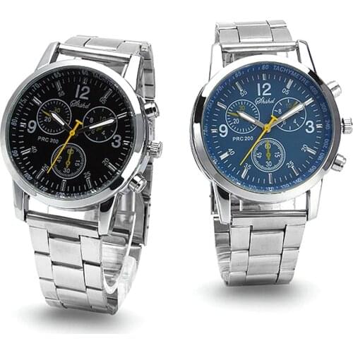 Fashion Men Watch Round Sub-dials Decor Alloy Band Analog Quartz Wrist Watch reloj hombre Gift часы мужские наручные