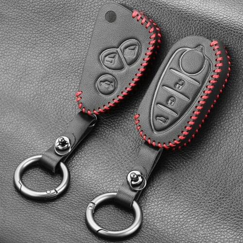 Genuine Leather Car Key Cover Case For Alfa Romeo Mito Giulietta 159 GTA 147 156 166 GT Shell Blank Fob Auto Parts 3 Buttons