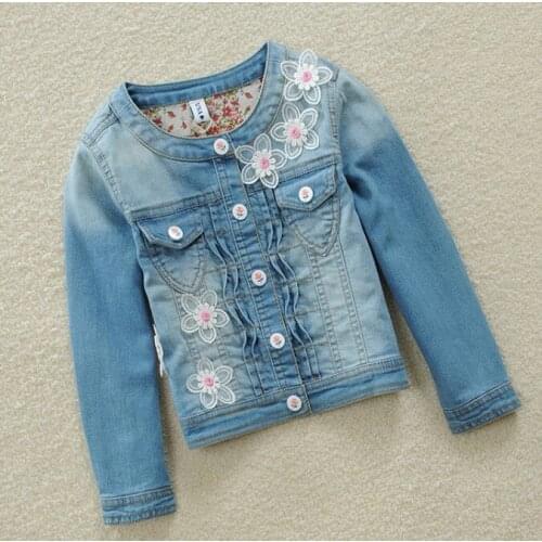 Girls denim jacket 2019 spring and autumn new childrens denim jacket childrens shirt