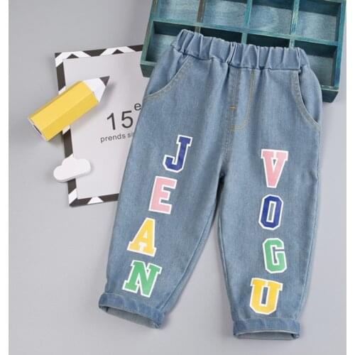 IENENS Child Boys Jeans Trousers Clothing Baby Toddler Boys Denim Pants Spring Autumn Kids Letter Cowboy Pants Bottoms