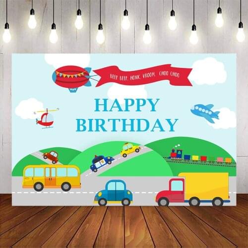 Boy Cars Birthday Party Backdrop for Photo Studio Custom Transportation Theme party Backgrounds Photocall