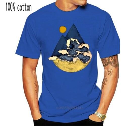 Wave Mountain Abstract View Print Mans Tee Shirt Cotton T-shirt Short Sleeve Boyfriends Simple Style