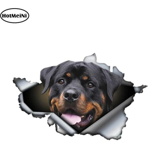 HotMeiNi 13cm x 8.4cm Funny Rottweiler Car Sticker Torn Metal Decal Reflective Stickers Pet Dog Decals 3D Rott Car Styling