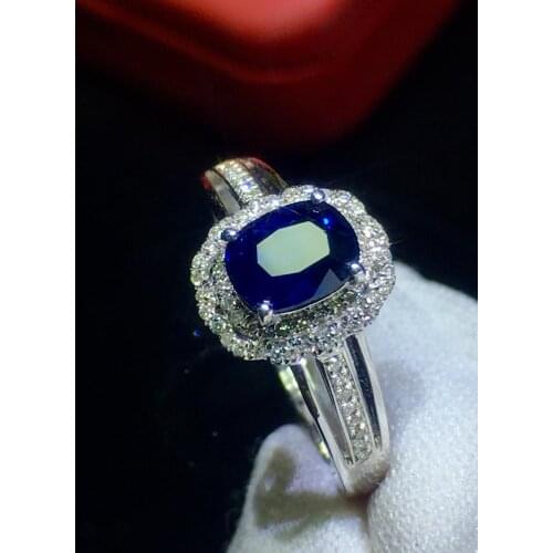 Fine Jewelry Sapphire Ring Natural 1.02ct Unheat Royal Blue Sapphire Gemstone Pure 18 K Gold Jewelry For Women Diamonds Rings