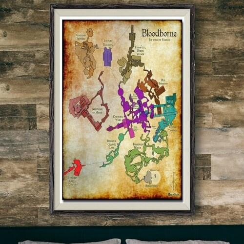 121 Bloodborne Map Game Wall Silk Cloth Poster Art Decoration Gift