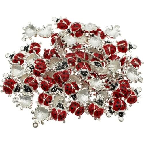 Classics 20pcs Colorful Enamel Zinc Alloy Pendant Charm Ladybird Classic Necklace Pendant DLY Accessories DIY Jewelry Crafts