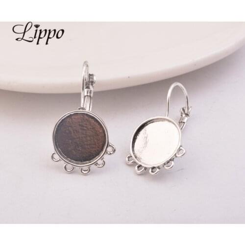 30pcs 14mm Cabochon Base Earrings Connectors French Lever Earrings Base Back Charms