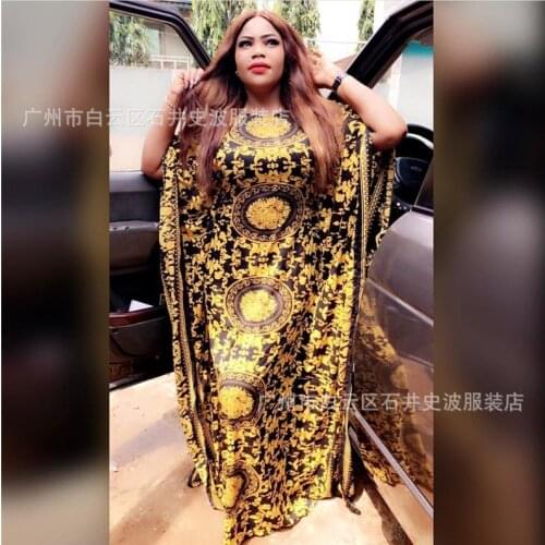 Free Size New Fashion Chiffon Super Size African Loose Long Dashiki Traditional Party Dress For Lady