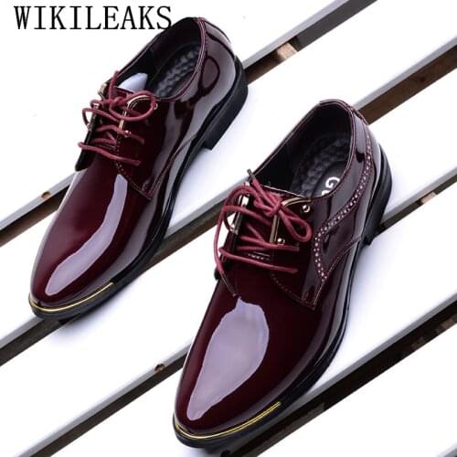 2020 Formal Men Shoes Zapatos Hombre Casual Sapato Masculino Dress Wedding Shoes Patent Leather Shoes Men Oxford Shoes For Men