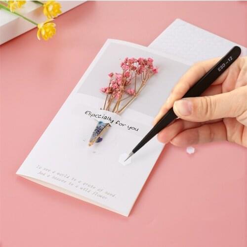 6Pcs/ 10 Pcs Anti Static Tweezers Set Fine-Tip Tweezers Broad-Tip Tool for Hand-Sewn Projects for Precise Secure Handling