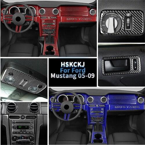For Ford Mustang GT 2005 2006 2007 2008 2009 S197 Carbon Fiber Sticker Center Control Gear Shift AC CD Interiors Car Accessories