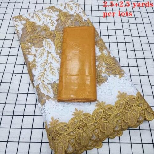 Latest african lace fabric bazin riche african french tulle net lace 2.5+2.5yards bazin riche fabric for dress