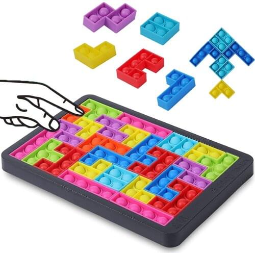 2021New Hot 27pcs Pops Tetris Puzzle Toys Reliver Fidjet Toys Anti-stress Toys Sensory Bubble Poppits Toy To Relieve Autism Game