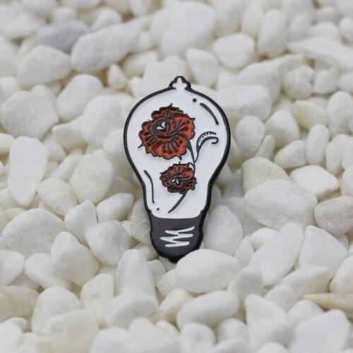 New Light Bulb Rose Wick Brooch Red Flower Creative Cartoon Character Beautiful Special Jewelry Children Pendant Tide Gift