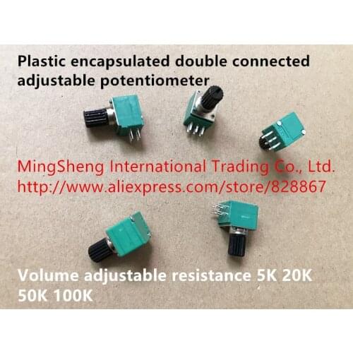 Original new plastic encapsulated double connected adjustable potentiometer volume adjustable resistance 5K 20K 50K 100K SWITCH