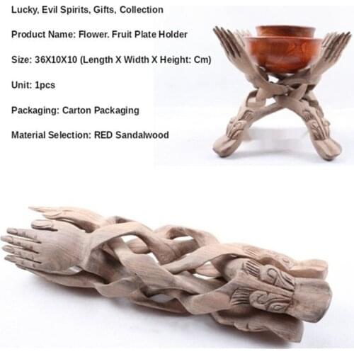 Rosewood Carving Crafts Ornaments Solid Wood Bergamot Fruit Bowl Tray Display Stand Home Rosewood Flower Pot Stand Statue Art