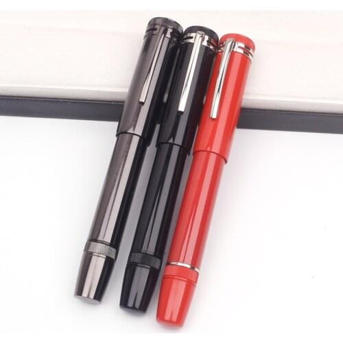 Best Ediiotn Writing Fountain Pen Retractable 14k Nib 0.7mm Metal Black Red Calligraphy Pens 1912