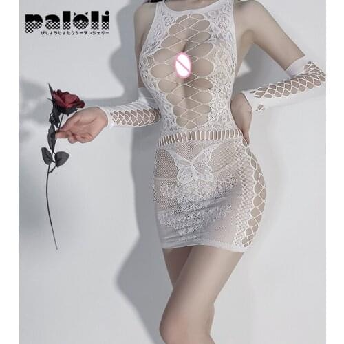 Paloli Tight-Fitting Hollow Skirt Sexy Erotic Lingerie Net Bodysuit See Through Passionate Costume Body Stocking for Women