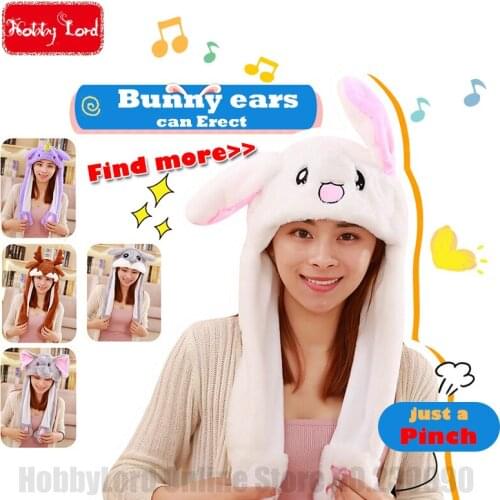 HobbyLord Cute Animal Plush cap Fashion Moving Up Down Hat bunny Ears Plush Sweet funny Airbag Cap Party decor kids adults gift