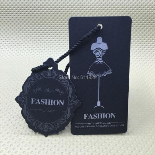 Custom clothing dress black matte paper printed tag/price tagging/garment printed label/cardboard tag/brand logo 1000 pcs a lot