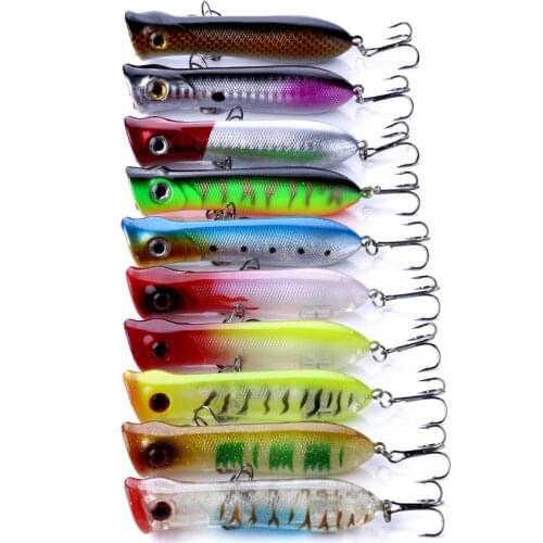100pcs Hengjia Hot Popper Fishing Lures 8cm 11g Fishing Wobblers Hard Lure Plastic Fishing Tackle 10 Colors Pesca Minnow