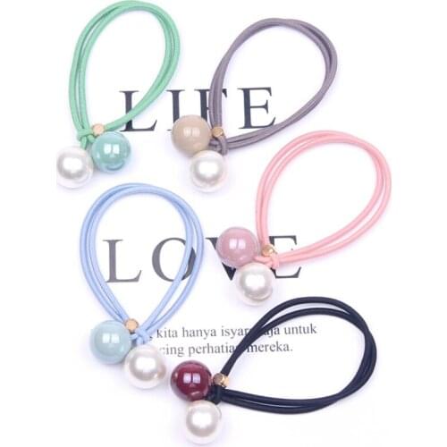 Korean Woman Hair Bands for young girl Elastic band rhinestone hair ties for women Bright pearl ladies Hair Bands Accessories