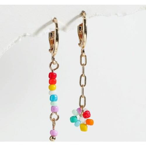LUNA CHIAO Rainbow Colorful Seed Beaded Earring - Unmatch Earrings for Women