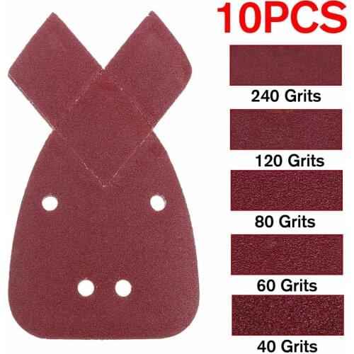 10pcs Sanding Paper 40/60/80/120/240Grit Mouses Sanding Sheets Pads Sand Paper For Sander Polishing Papers Black & Deckers