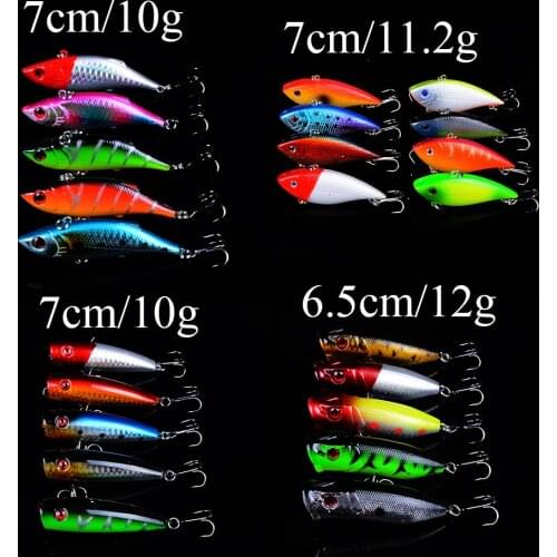 Mixed 4 Models Sport&entertainment Fishing for Fishing Lure Popper VIB wobbler crankbait With 3D Eyes