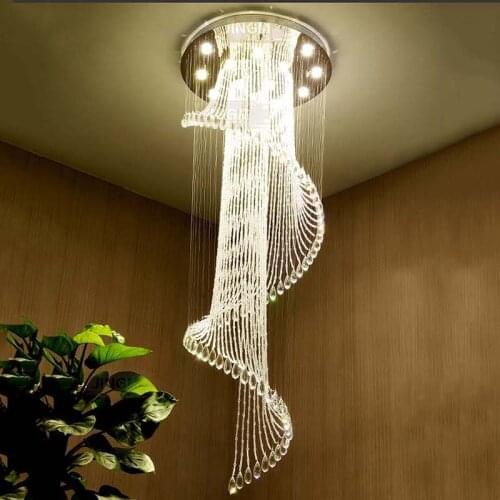 Modern LED K9 Crystal Chandelier lights Restaurant hotel lobby Villa Lighting Stairs Chandelier lamps