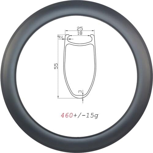 Ultralight 460g 55mm road bike carbon rims 700c clincher basalt brake 25mm wide 16H 18H 20H 21H 24H 28H UD 3K 12K matte glossy