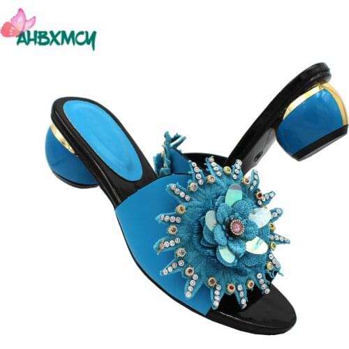 Comfortable Heels Italian Women Shoes in Sky Blue Color 2021 Autumn New Design African Women Shoes with Platform for Wedding