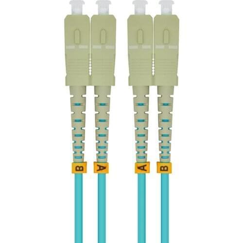 Indoor Armored 50 Meters SC-SC Duplex 10 Gigabit 50/125 Multi-mode Fiber Optical Cable OM3 Aqua 10GB SC to SC Patch Cord Jumper