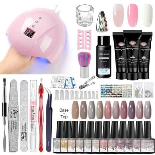 MEET ACROSS Nail Gel Polish Kit Manicure For Nails Soak Off Nail Art UV LED Gel Nail Polish Varnishes Set Nail Dryer Nail Tools