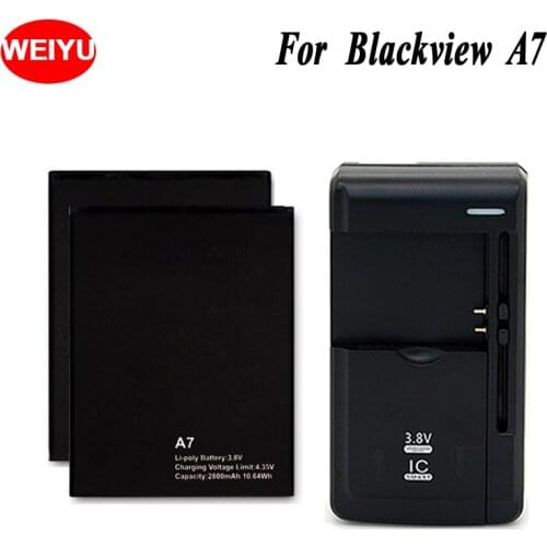 WEIYU 2PCS+Universal Charger For Blackview A7 Phone Battery For Blackview A7 2800mAh Hight Capacity 3.8V Replacement Batteries