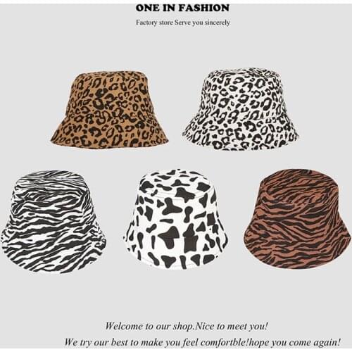 Japanese Korean Version Of The TIde Fisherman Hat Female Zebra Print Versatile Face Small Summer Sun Shading And Sun Protection