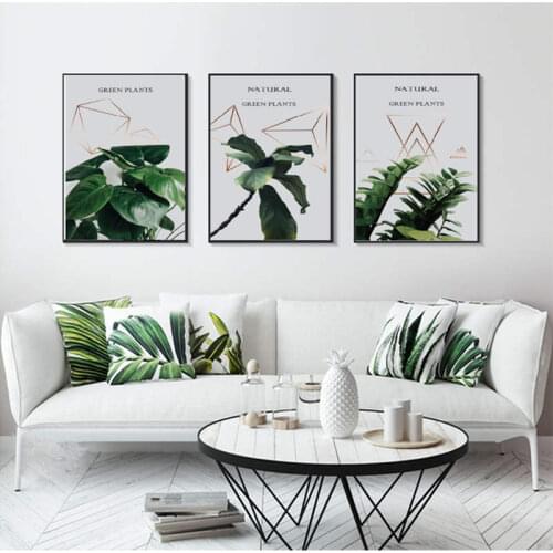 Green Plant Leaf Canvas Poster Quotes Print Scandinavian Style Painting Decorative Picture Modern Living Room Nordic Decoration