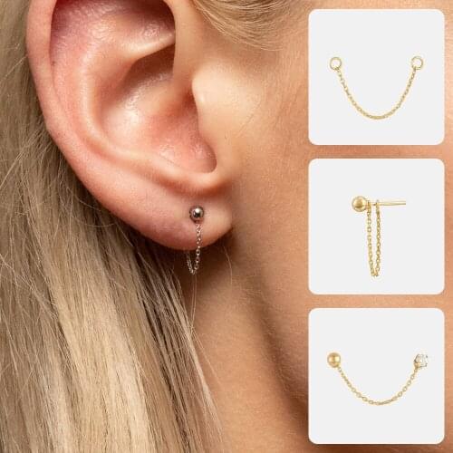 Visunion Fashion Chain Ball Stud Earrings Female 316L Stainless Steel Minimalist DIY Earrings Set for Party Engagement