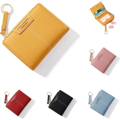 Women Bifold Small Wallet 2021 Cute Designer Lady Mini Money Purse Female Short Wallet With Zipper Coin Pocket Red Pink Blue