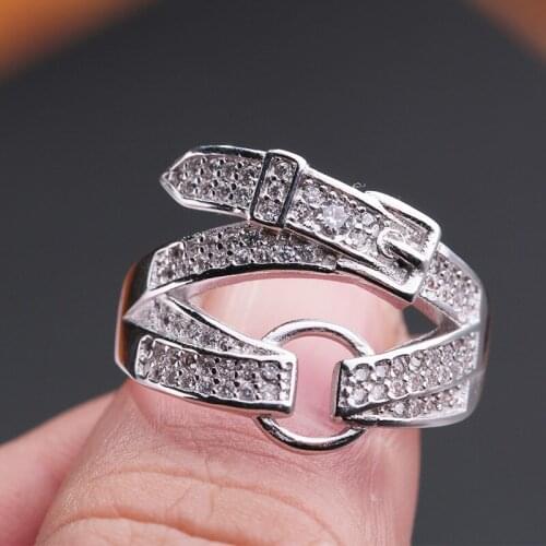 2021 New Charm Boho Zircon Belt Rings For Women Lover Wedding Bridal Valentines Gifts Men Open Retro Antique Rings