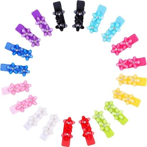 10 Pairs/Lot, 1.5 inch Plastic Blossom Flower Hair Clips, Mini Flower Hair Grips, Baby Hair Accessory