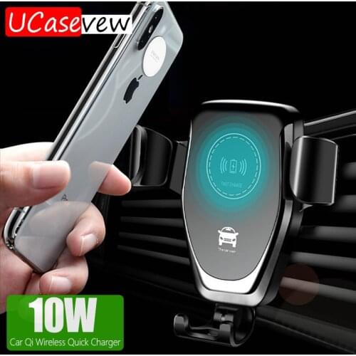 10W Car Wireless Charger for iPhone 11 Pro X Xs Max Samsung S10 S9 Note 8 Xiaomi Fast Wireless Charging Car Stand Phone Holder