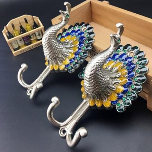 2Pcs Retro European Style Peacock Curtain Holder Hanger Bronze Display Coat Bag Rack Wall Hook Curtain Accessories