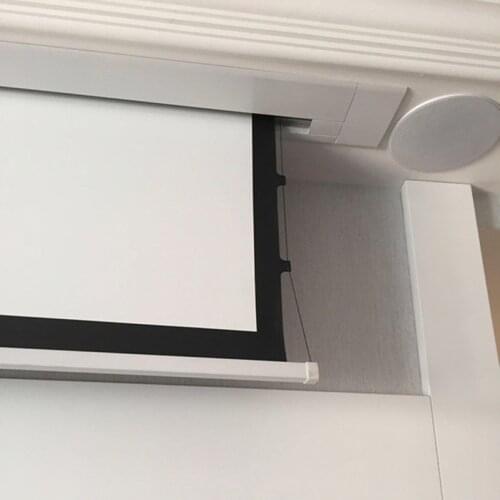 8k Concealed In The Ceiling Electric White Screen with Closure Doors Motorized tab-tension projection screen